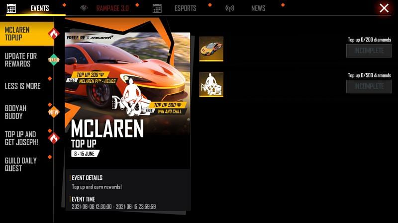 Press on Rampage 3.0 tab and click on 7 days check-in event